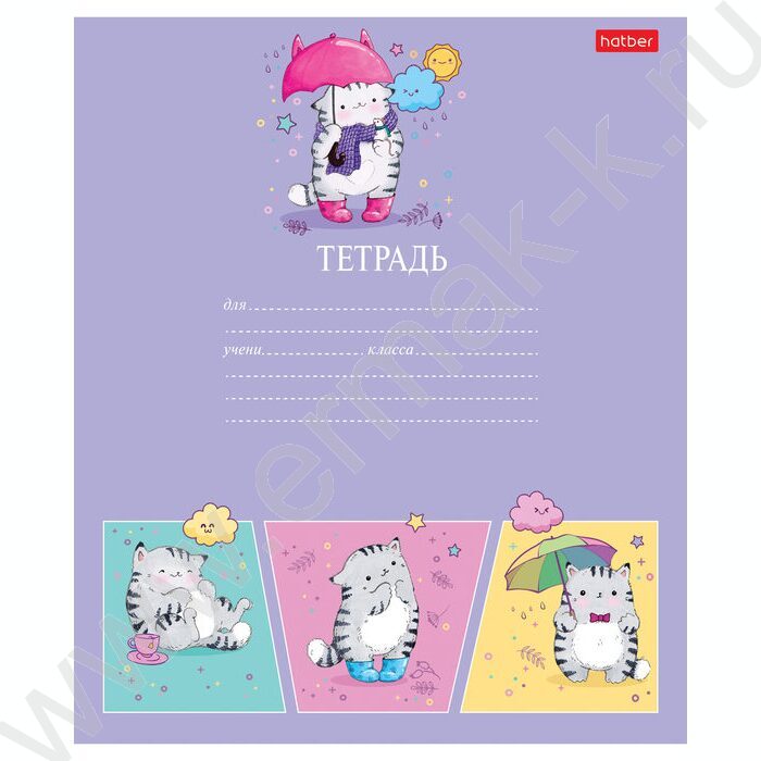 Тетрадь  12л клетка "Приключения кота Пирожка" 5видов | Фото 1