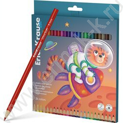 Карандаши пластиковые 24цв Kids Space Animals, грифель 3мм /трехгранные /европодвес | Фото 1
