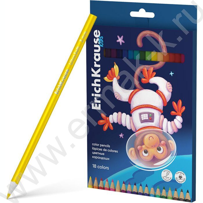 Карандаши  18цв Kids Space Animals, грифель 3мм /трехгранные /европодвес | Фото 1