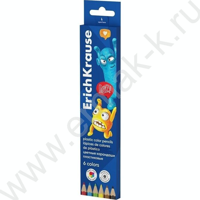 Карандаши пластиковые  6цв Jolly Friends, грифель 3мм /шестигранные /европодвес | Фото 1