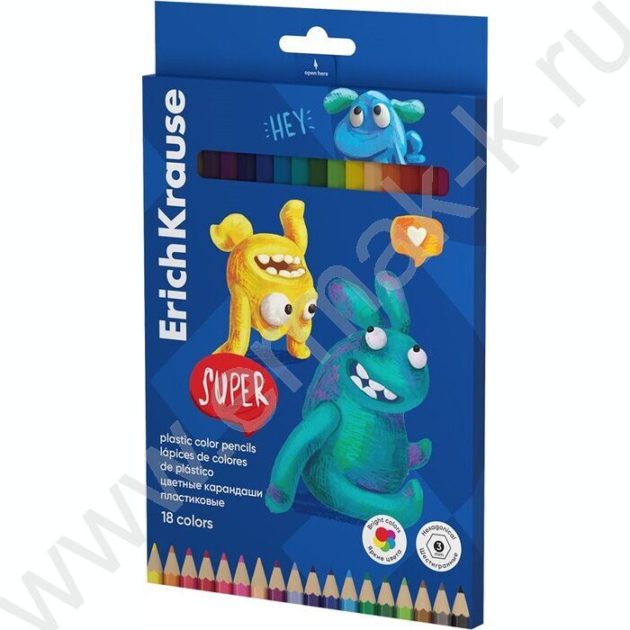 Карандаши пластиковые 18цв Jolly Friends, грифель 3мм /шестигранные /европодвес | Фото 1