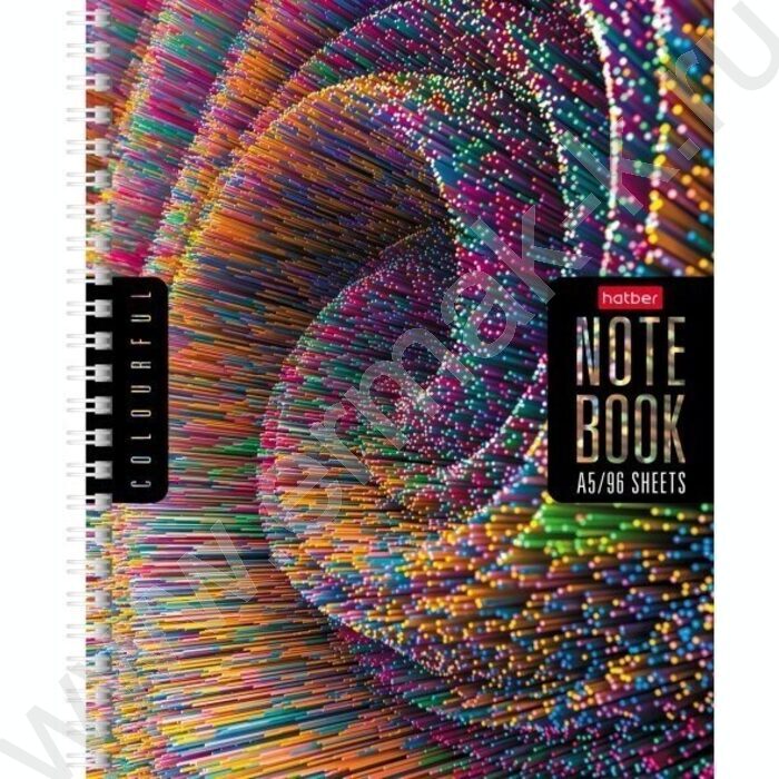 Тетрадь  96л клетка/спираль "Colorful line" перфорация 4вида | Фото 1