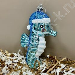Новогодний сувенир "Морской конек", голубой, 8*3*14 | Фото 3