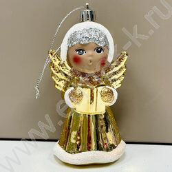 Новогодний сувенир "Снегурочка-ангел", золото, 5,5*5*12см | Фото 2