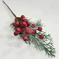 Новогодний сувенир "Ветка с красной ягодой"  27см NEW | Фото 2
