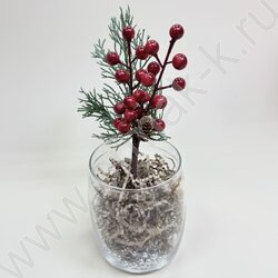 Новогодний сувенир "Ветка с красной ягодой"  27см NEW | Фото 3