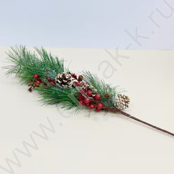 Новогодний сувенир "Ветка заснеженная с шишками"  60см NEW | Фото 1