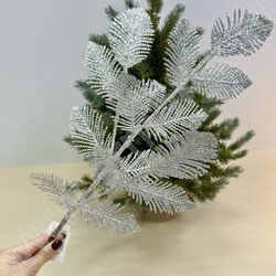 Новогодний сувенир "Серебряная ветвь с лепестками"  65см NEW | Фото 3