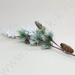 Новогодний сувенир "Ветка заснеженная с шишками"  60см NEW | Фото 2