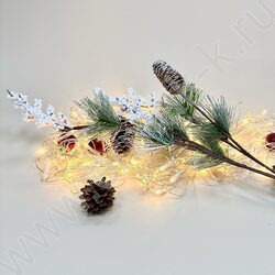 Новогодний сувенир "Ветка заснеженная с шишками"  60см NEW | Фото 3