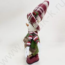 Новогодний сувенир "Снеговик в клетчатой шляпе, выдвижные ноги" 48см - 70см NEW | Фото 3