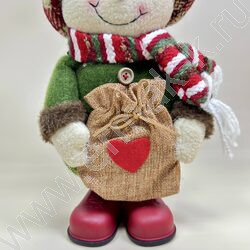 Новогодний сувенир "Снеговик в клетчатой шляпе, выдвижные ноги" 48см - 70см NEW | Фото 5