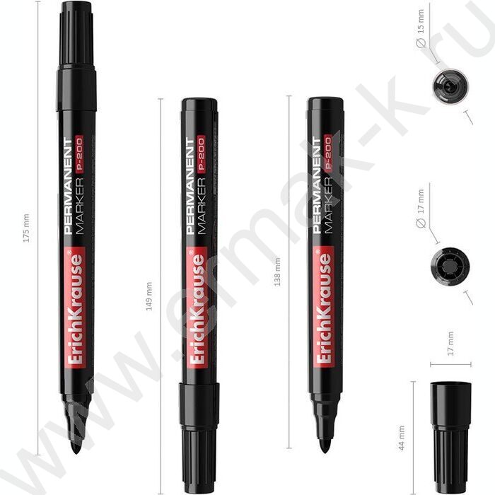 Маркер перм. /черный/ 1,5мм круг P-200   | Фото 4