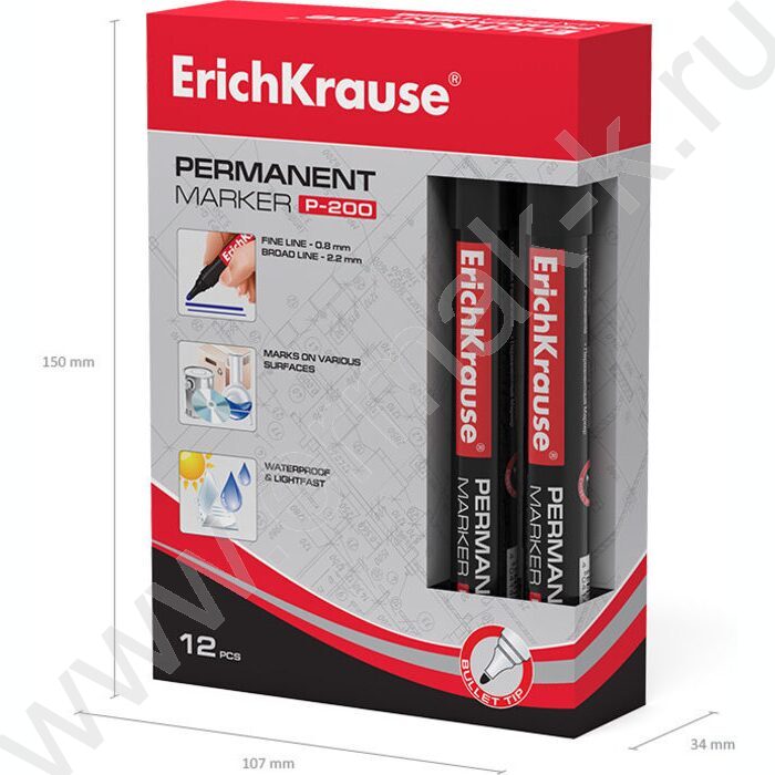 Маркер перм. /черный/ 1,5мм круг P-200   | Фото 5