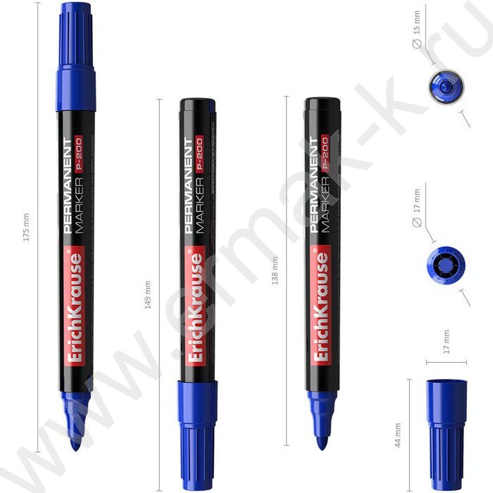 Маркер перм. /синий/ 1,5мм круг P-200   | Фото 4