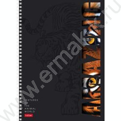 Тетрадь  96л А4 клетка/спираль/перфорация "Animals print" /мат.ламин. 3D лак/ ассорти | Фото 2