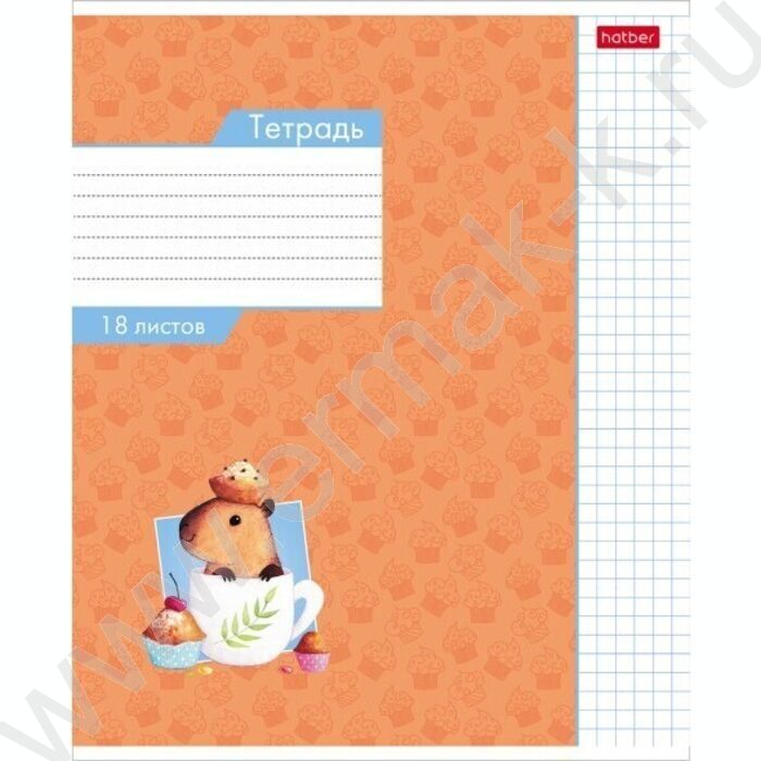 Тетрадь  18л клетка "Малыш капибара"  5видов | Фото 3