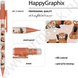 Карандаш механический 0,7мм с ластиком HappyGraphix. Ред Панды | Фото 2