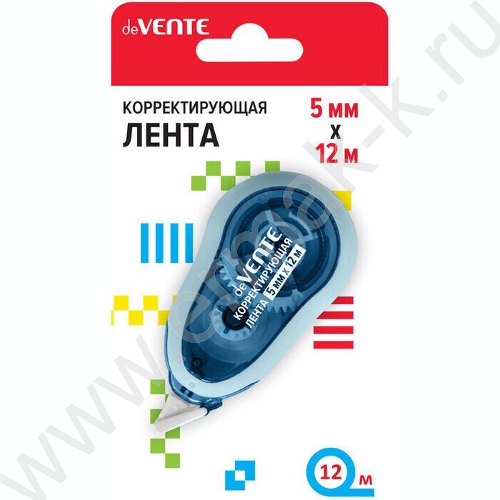 Корректирующая лента 5мм*12м полупрозр. корпус с цветной рамкой, синий, фронт. аппликатор /блист | Фото 2