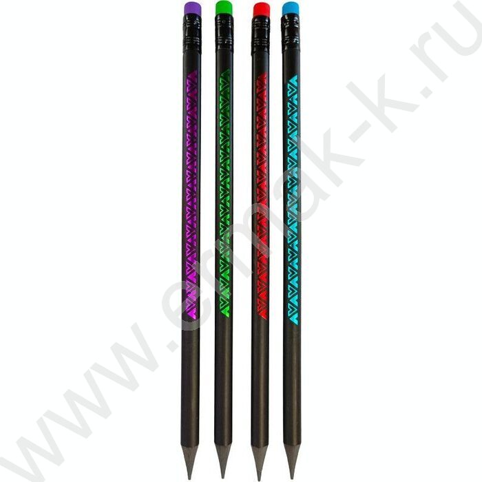 Карандаш ч/гр с ластиком HB "Triolino" 2мм, трехгранный, заточенный, корпус черный | Фото 1