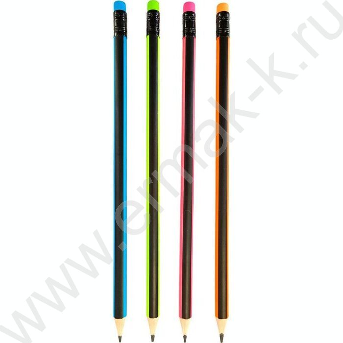 Карандаш ч/гр с ластиком HB "Triolino" 2мм, трехгранный, заточ., корпус черный с цветн. полоскам | Фото 1