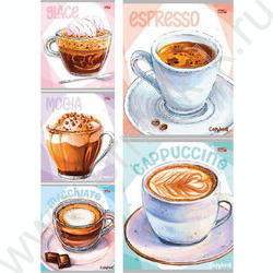 Тетрадь  48л клетка "Чашечка кофе" ассорти | Фото 1