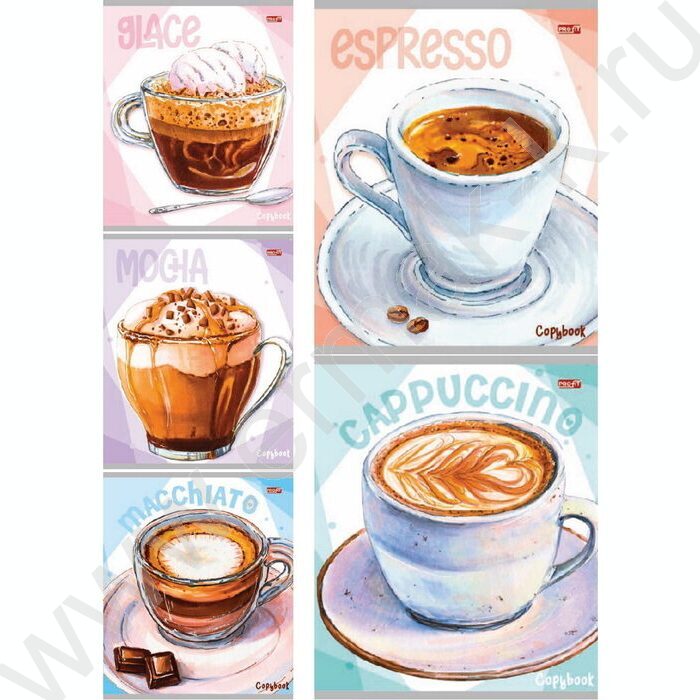 Тетрадь  48л клетка "Чашечка кофе" ассорти | Фото 1
