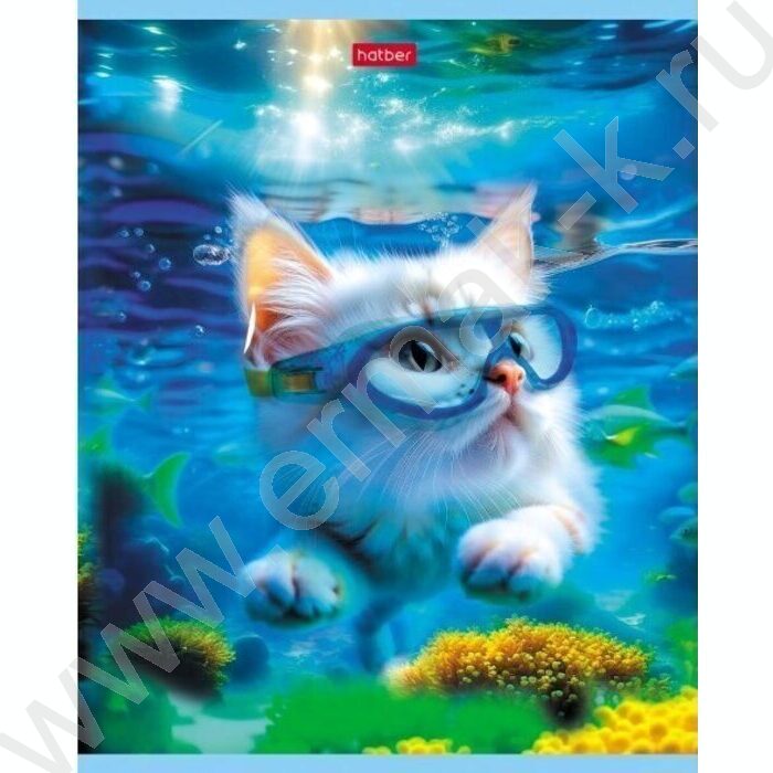 Тетрадь  40л клетка "Коты на релаксе" ассорти | Фото 1