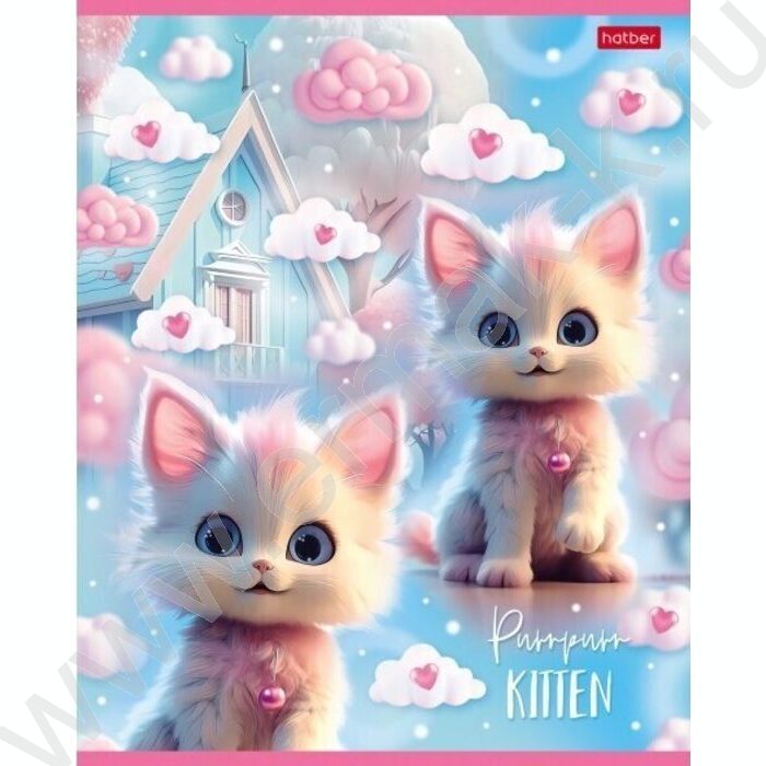 Тетрадь  48л клетка "Котики-зефирки" /металлизиров.картон/выб лак/ 5видов | Фото 1