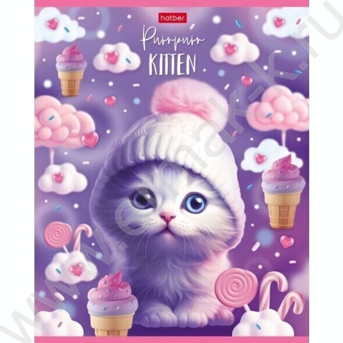 Тетрадь  48л клетка "Котики-зефирки" /металлизиров.картон/выб лак/ 5видов | Фото 3