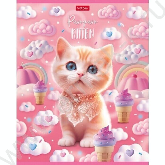 Тетрадь  48л клетка "Котики-зефирки" /металлизиров.картон/выб лак/ 5видов | Фото 5