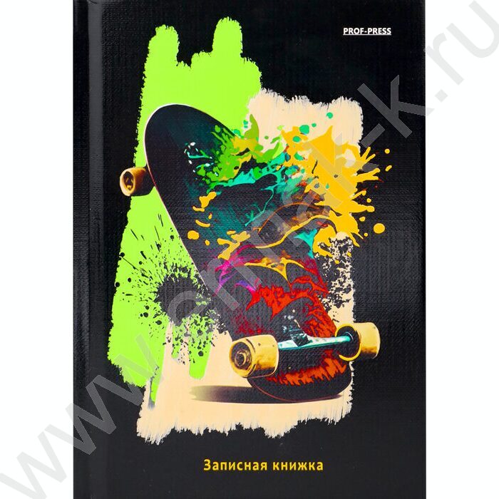 Зап. книжка  64л А6 тв.обл. "Скейт в красках" /глянц.лам/лён | Фото 1