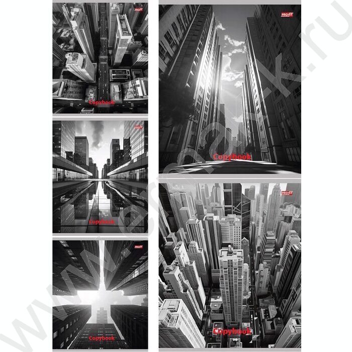 Тетрадь  48л клетка "Мегаполис в чёрно-белом" ассорти | Фото 1