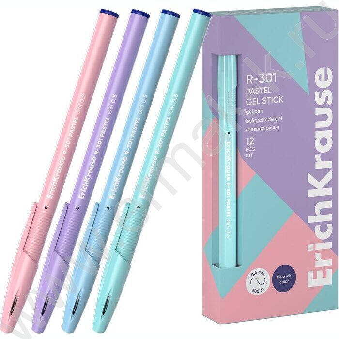 Ручка гелевая синяя 0,5мм  R-301 Gel Stick Pastel | Фото 1