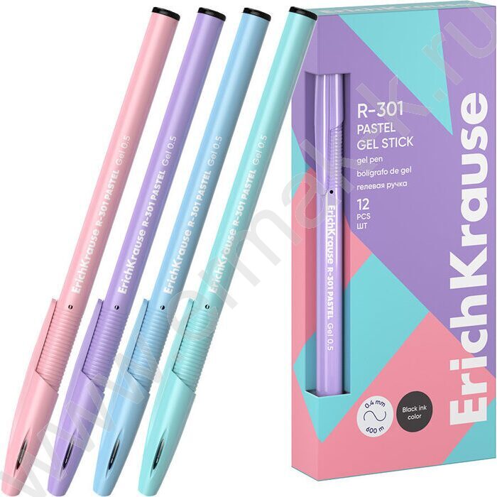 Ручка гелевая черная 0,5мм  R-301 Gel Stick Pastel | Фото 1