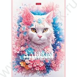 Альбом д/рисования пл.обл. 48л "Spring cat" /тиснение/ | Фото 1