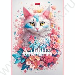 Альбом д/рисования пл.обл. 48л "Spring cat" /тиснение/ | Фото 3