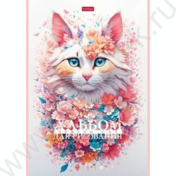 Альбом д/рисования пл.обл. 48л "Spring cat" /тиснение/ | Фото 4