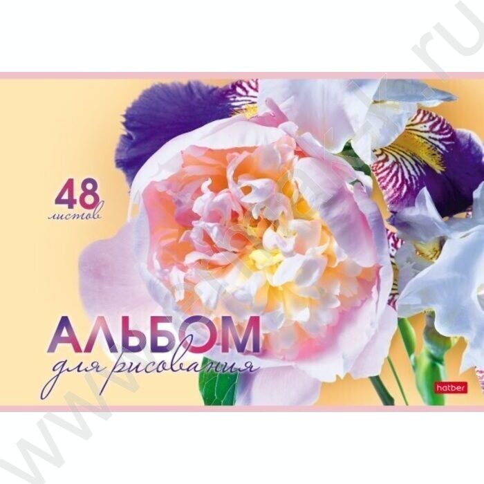 Альбом д/рисования пл.обл. 48л "Грация цветов" /тиснение/ | Фото 3