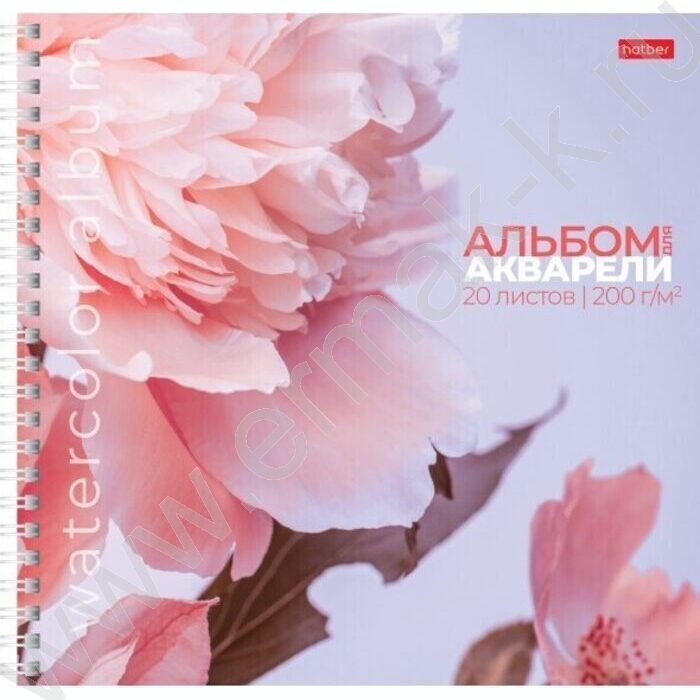 Альбом д/акварели А5 20л 200г/м2 спираль "Розовые лепестки" /тиснение, жесткая подложка | Фото 1