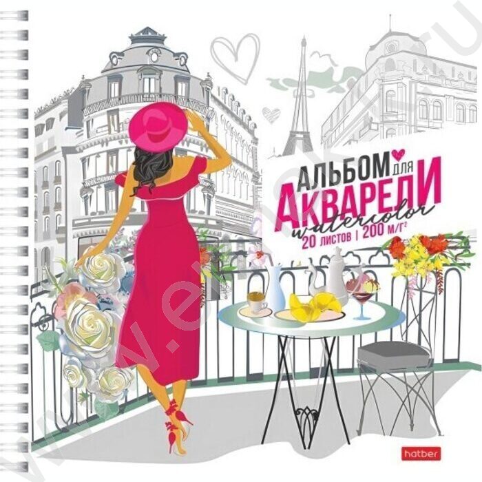 Альбом д/акварели А5 20л 200г/м2 спираль "Увидеть Париж!" /тиснение, жесткая подложка | Фото 1