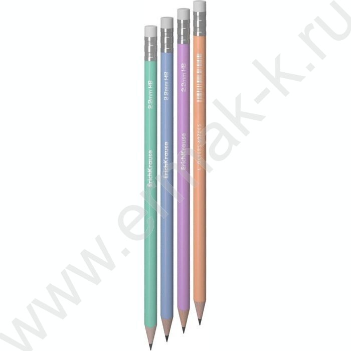 Карандаш пластиковый  с ластиком  HB JOY® Pastel Bloom /круглый /корпус - аасортм /туба | Фото 1