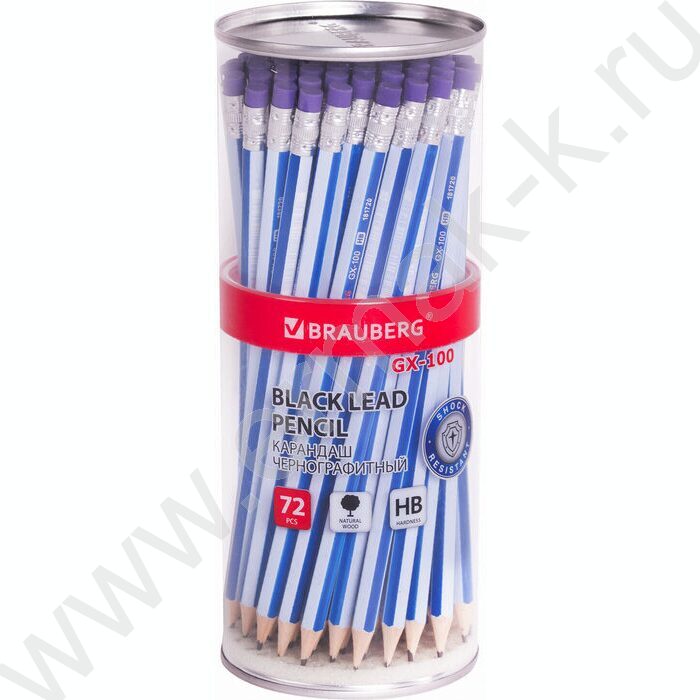 Карандаш ч/гр c ластиком HB "GX-100", заточен. /синий | Фото 7