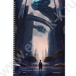 Зап. книжка 100л А4 тв.обл. спираль "Фантастический город" /глянец/ | Фото 1