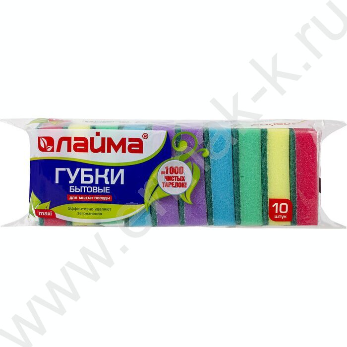 Губка для мытья посуды "MAXI" /2,7*9,6*6,4см  10шт/уп | Фото 1