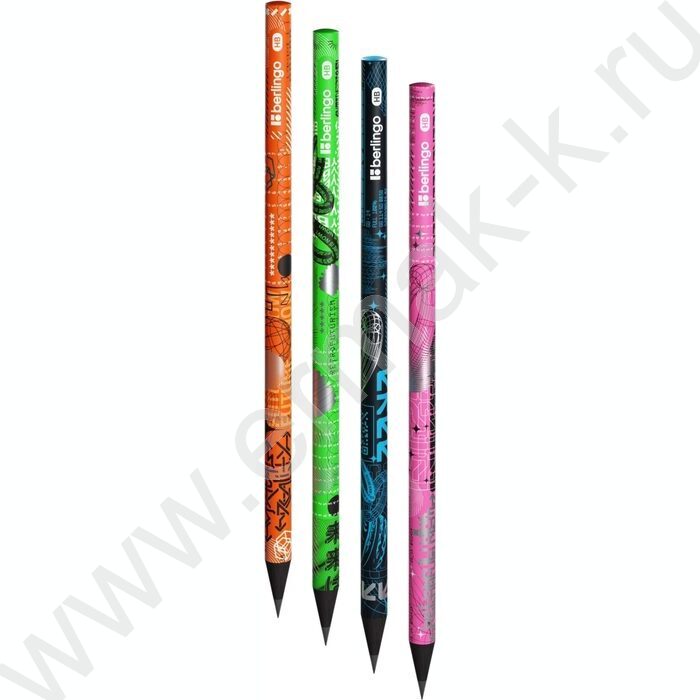 Карандаш ч/гр HB Future Tech, круглый, черное дерево, заточен., ассорти | Фото 1