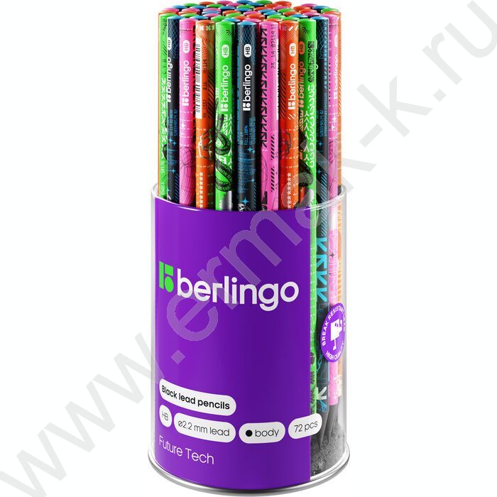 Карандаш ч/гр HB Future Tech, круглый, черное дерево, заточен., ассорти | Фото 2