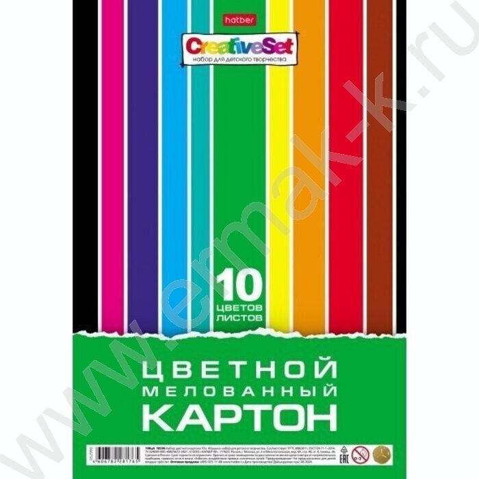 Картон цв. мелов. А4 10л/10цв Creative Set | Фото 1