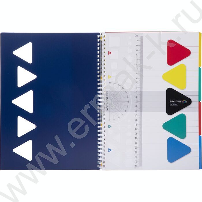 Тетрадь  96л клетка/спираль/пластик.обл. "PROGRESSIVE CANVAS Синяя" 4 цв. разделителя с линейкой | Фото 2