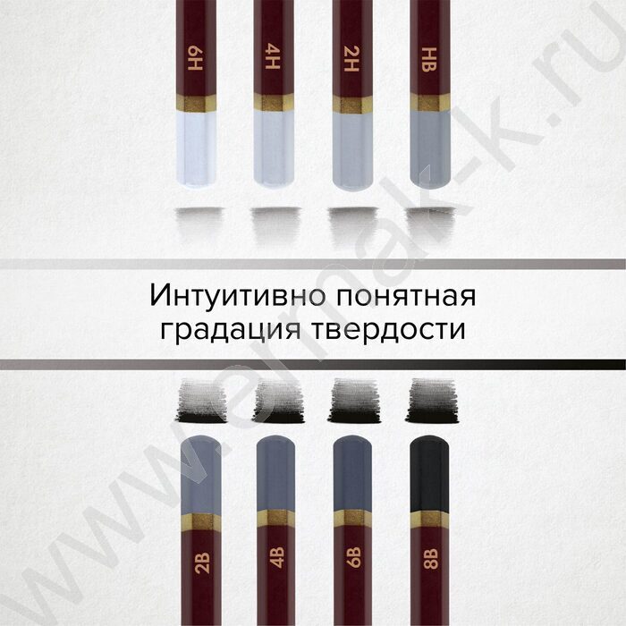 Карандаш ч/гр /набор 8шт/ BRAUBERG ART "PREMIERE"  ассорти  6Т(6Н) - 8М(8В),  /карт. кор. европо | Фото 6